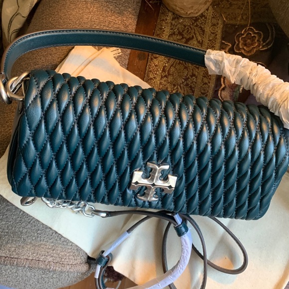 SOLD⛔️Authentic TORY BURCH Quilted Leather logo magnetic flap satchel/shoulder - Picture 14 of 16